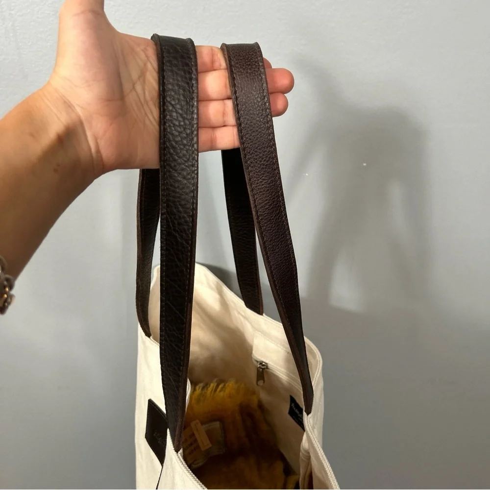 Warden Brooks New York Large Canvas Tote With Leather Handle Made in USA